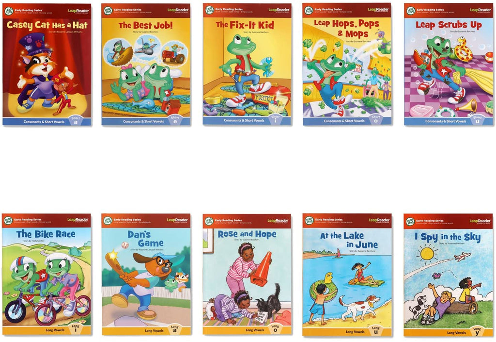 Interactive reading pen with assorted children’s story books in rows