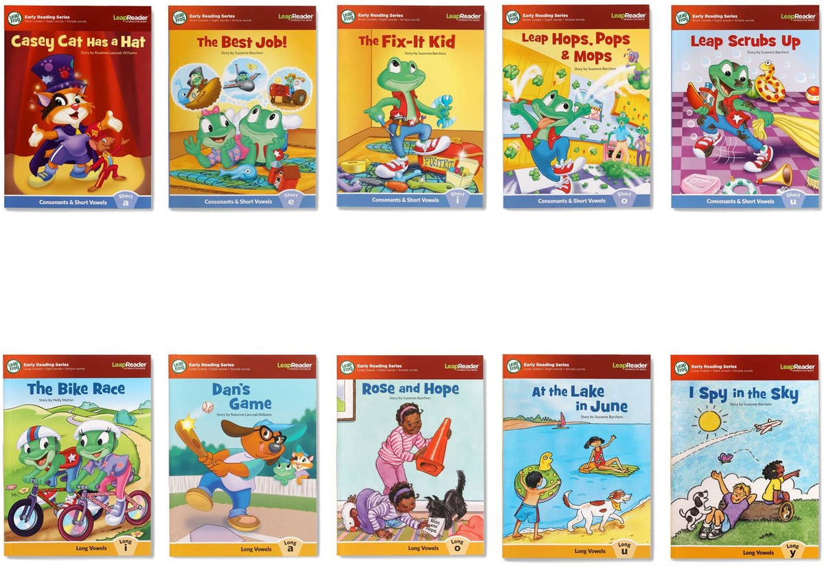 Interactive reading pen with assorted children’s story books in rows