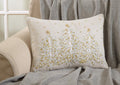 Natural cotton decorative throw pillow with embroidered Christmas tree front design
