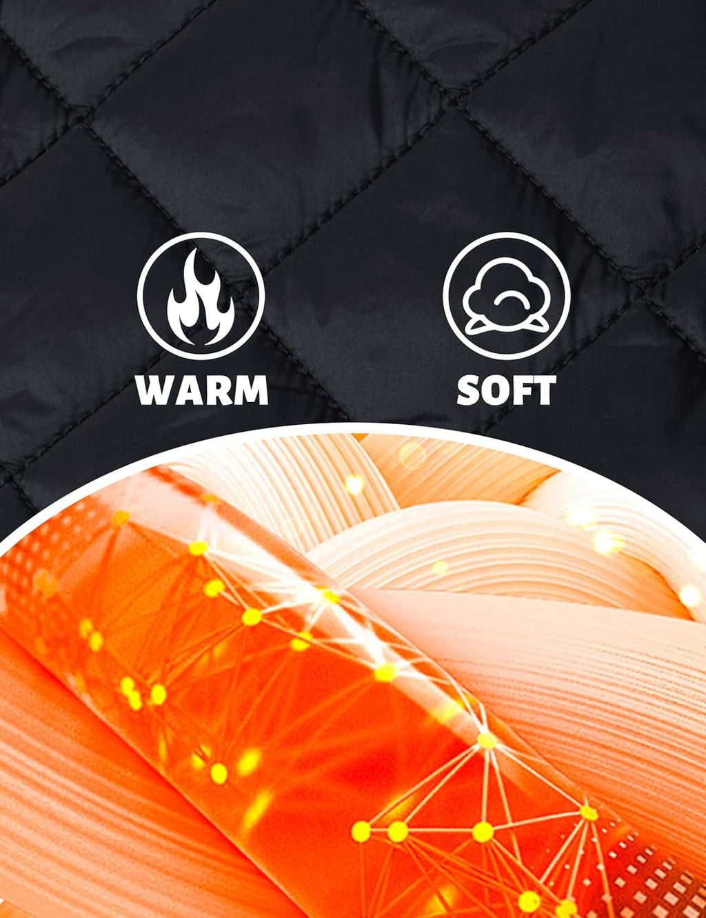 Black quilted lining panel with warm cushioning and soft insulation design