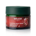 Weleda plumping night cream jar with dark green lid