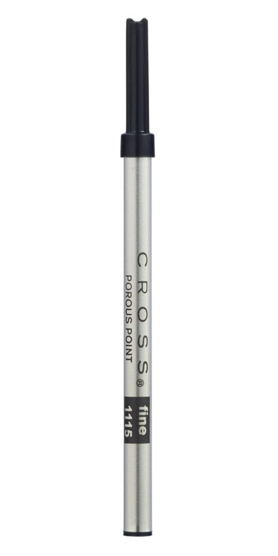 Black fine porous-point felt-tip pen refill with black end cap