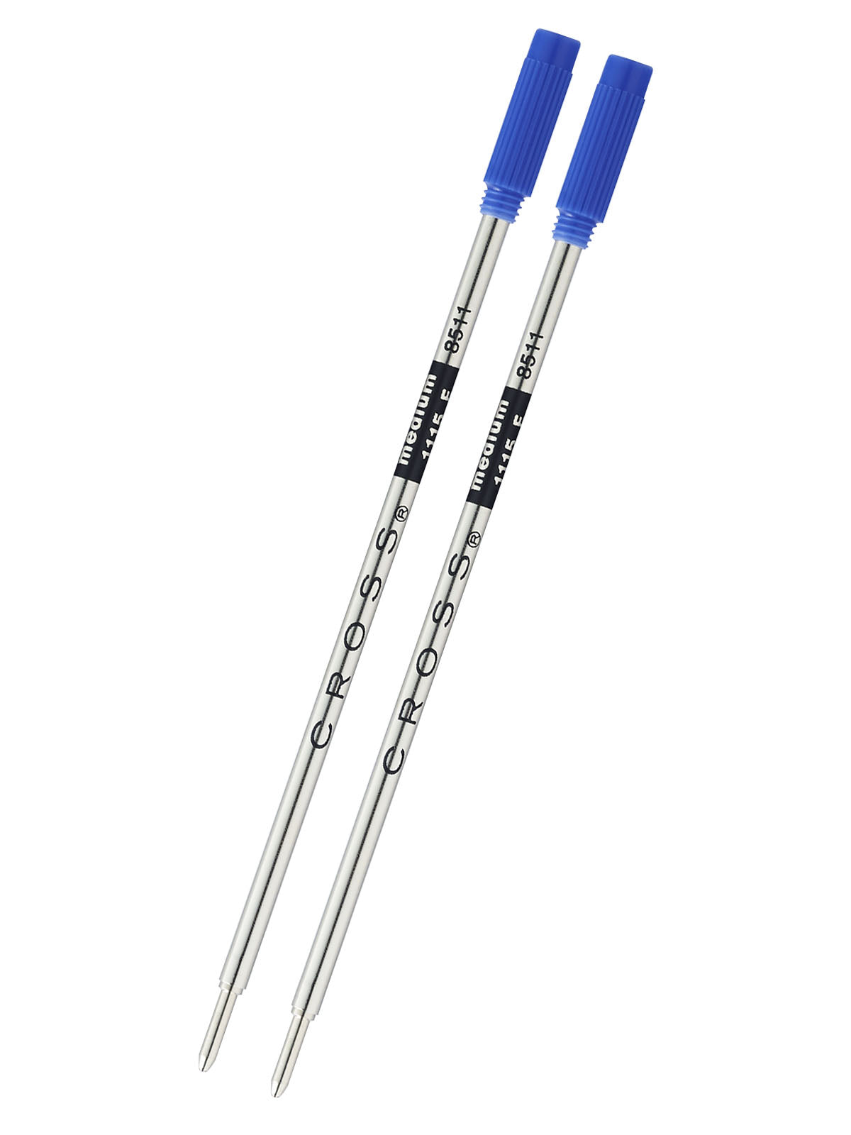 Blue ballpoint pen refills, medium tip, dual pack, with blue caps