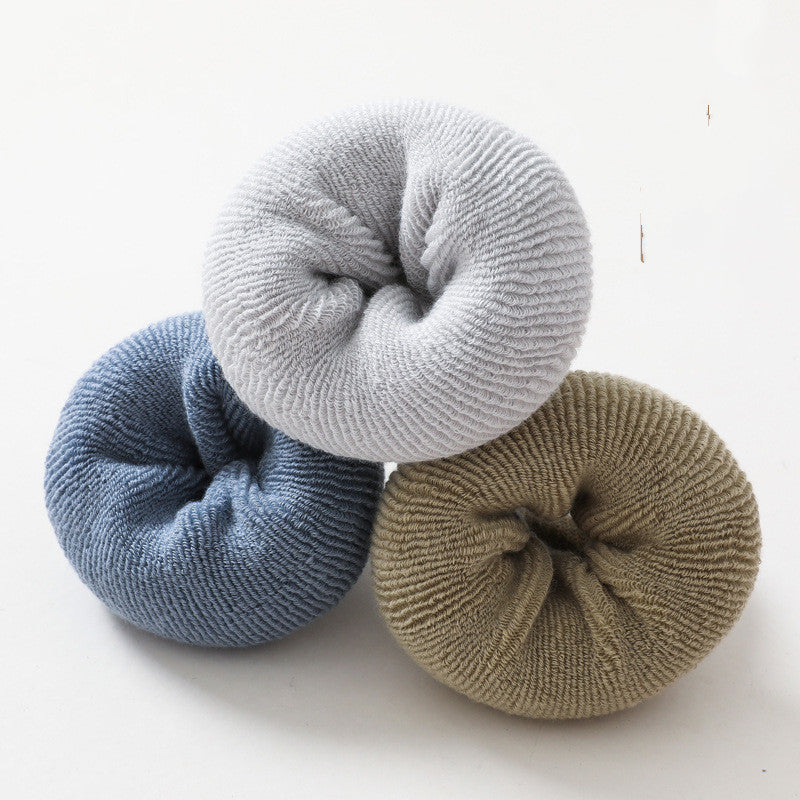 Children’s crew floor socks set: light grey, blue, and olive, each with circular grippers