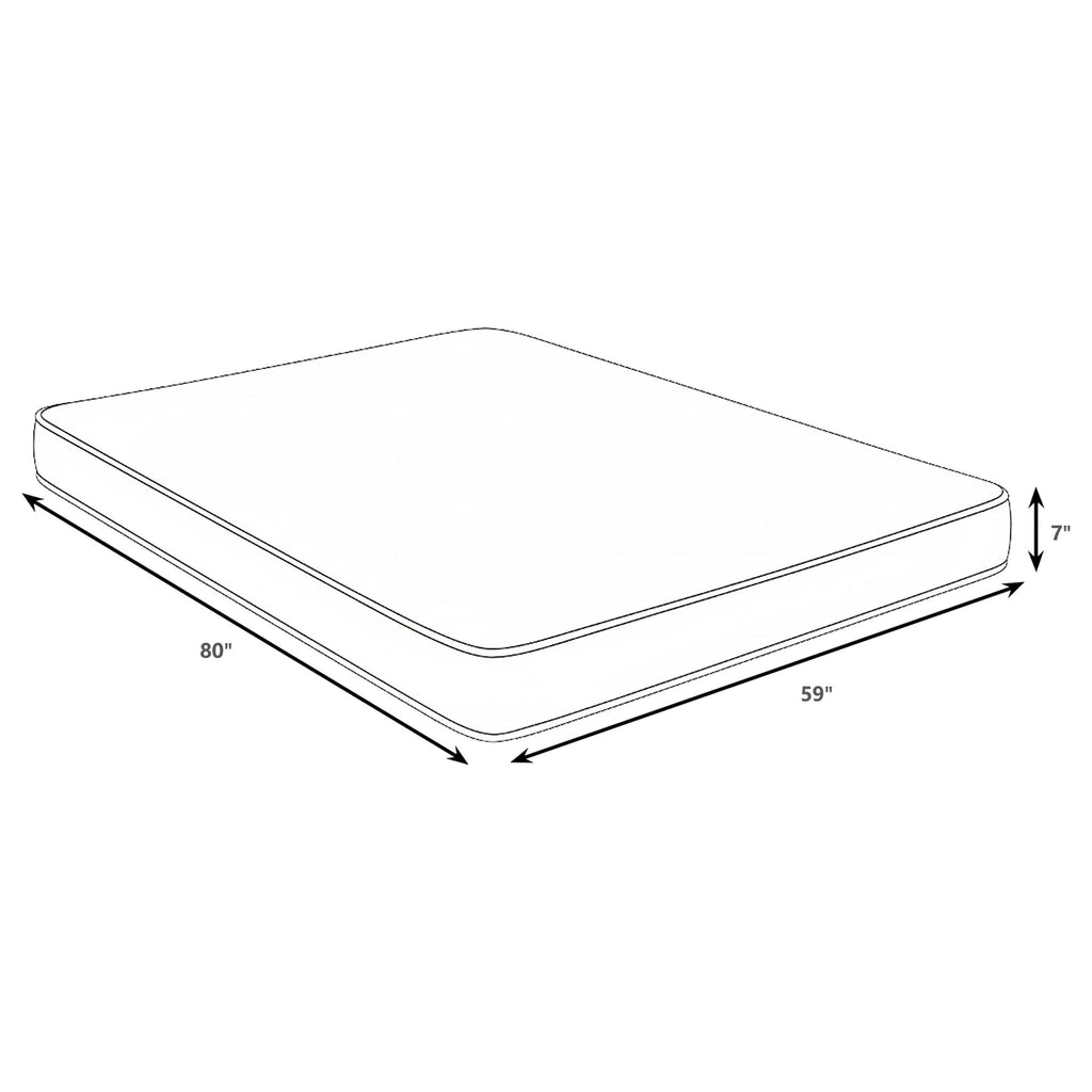 Queen mattress dimensions: 7 in thick, 80 in long, 59 in wide