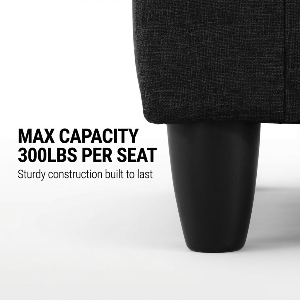 Sectional sofa dark gray legs with sturdy silhouette under the seat