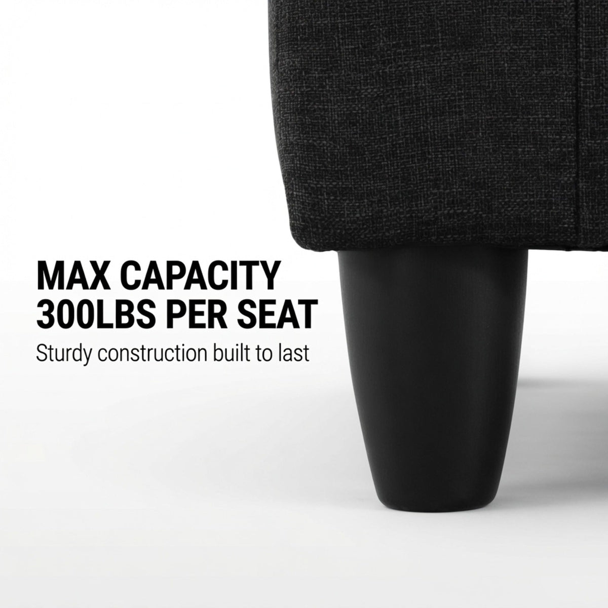 Sectional sofa dark gray legs with sturdy silhouette under the seat