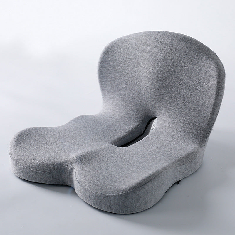 Memory foam backrest cushion, light gray with central cutout and contoured support