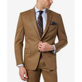 Men's taupe wool stretch suit jacket, two-button single-breasted with flap pockets