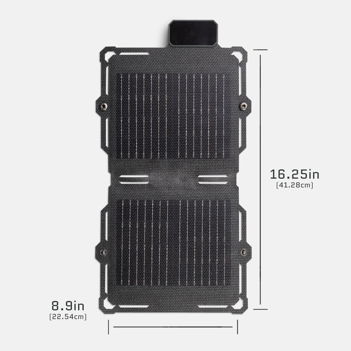 8W solar panel product silhouette graphic in dark gray case