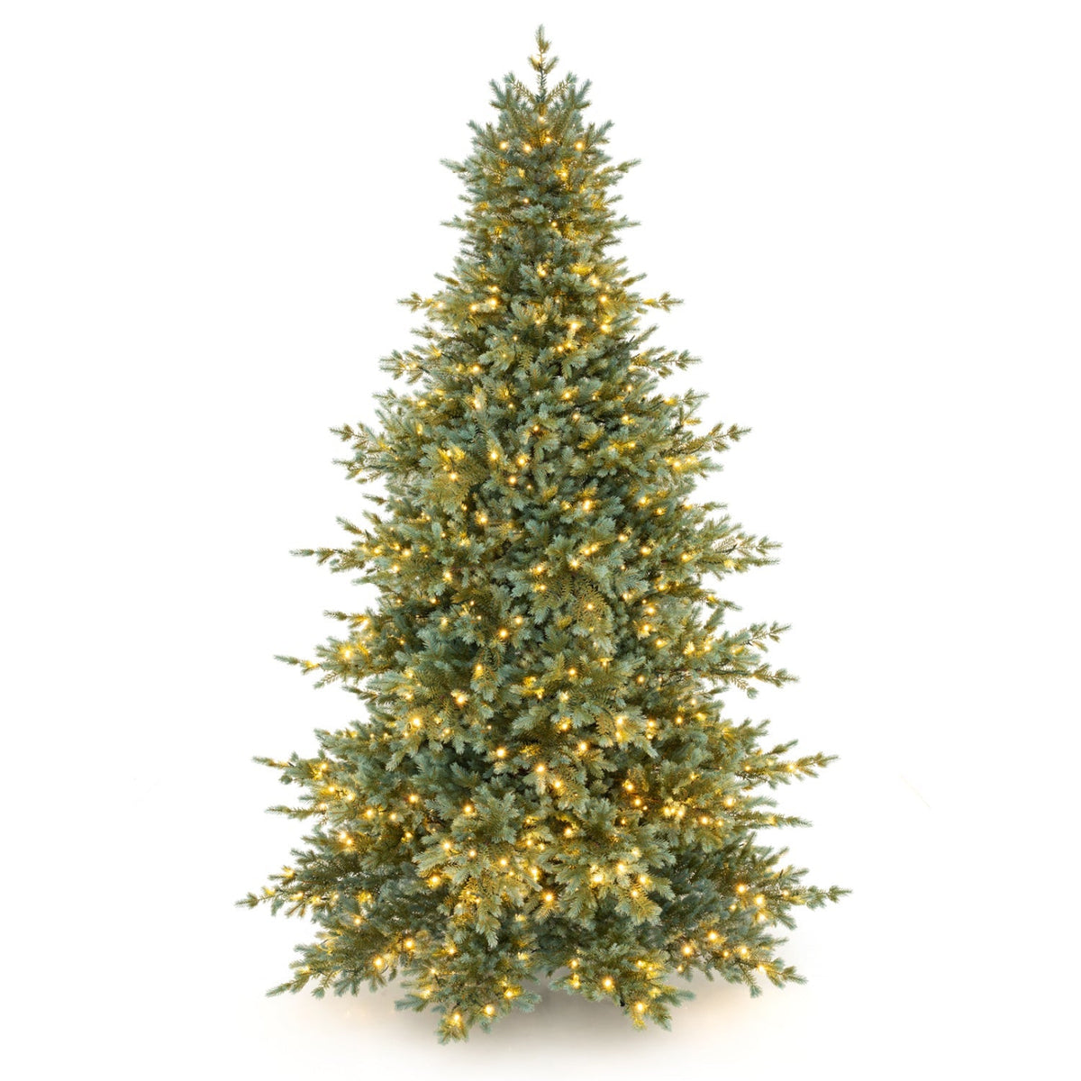Artificial Christmas tree with tall green profile, warm pre-lit LED lights