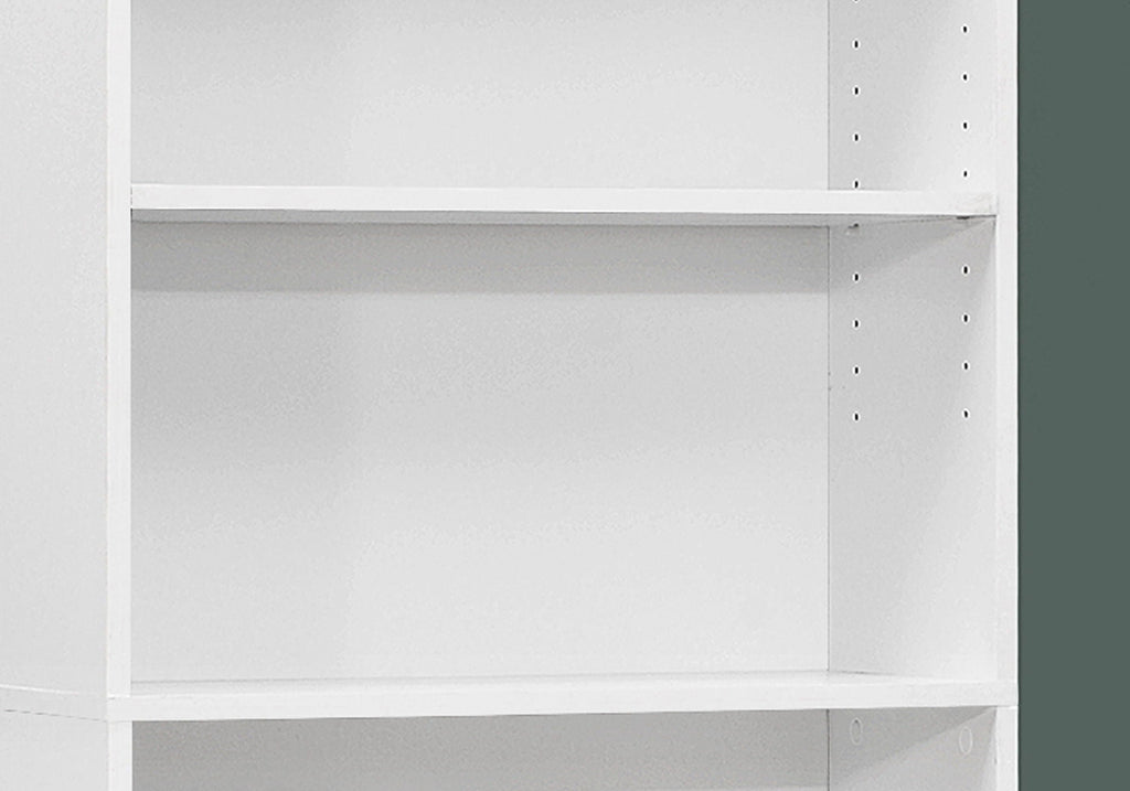 White 6-tier bookcase shelf interior with back panel and mounting holes
