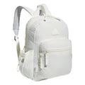 Off-white compact backpack with zip front and detachable mini valuables pouch
