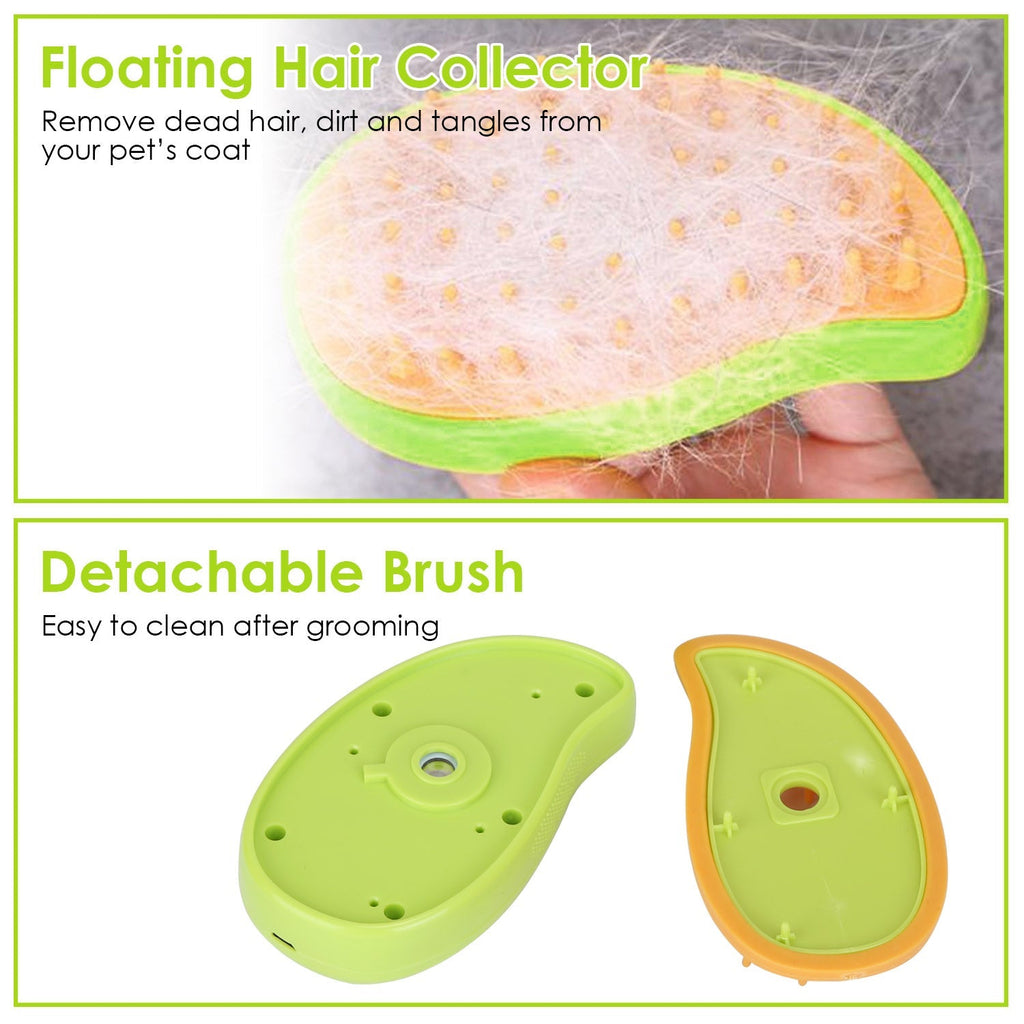 Detachable lime green steam brush base with comb teeth and floating hair collector