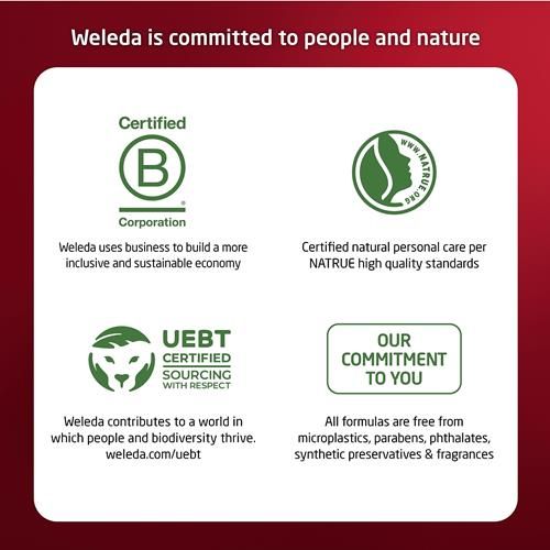 Weleda certification and commitment information card for night cream