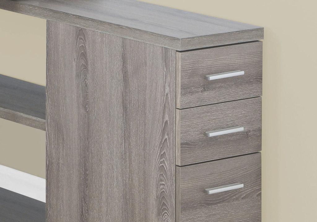 Light gray woodgrain desk cabinet with three pull-out drawers