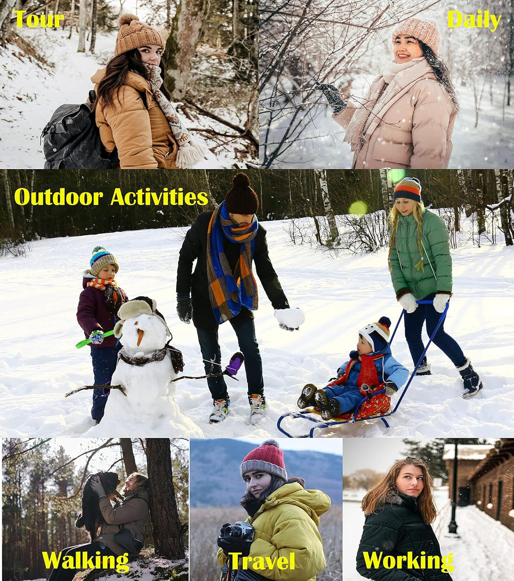 Women’s winter puffer jacket with hood worn outdoors for walking, travel, and work