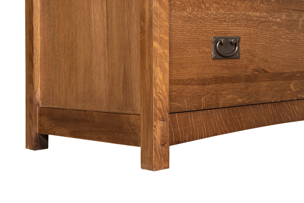 Walnut-stain 2-drawer lateral file cabinet side with metal pull and feet
