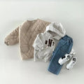 Baby cotton coat, beige quilted diamond pattern with snap front and chest pocket