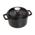 Staub enameled cast iron Dutch oven, black matte with lid and side handles