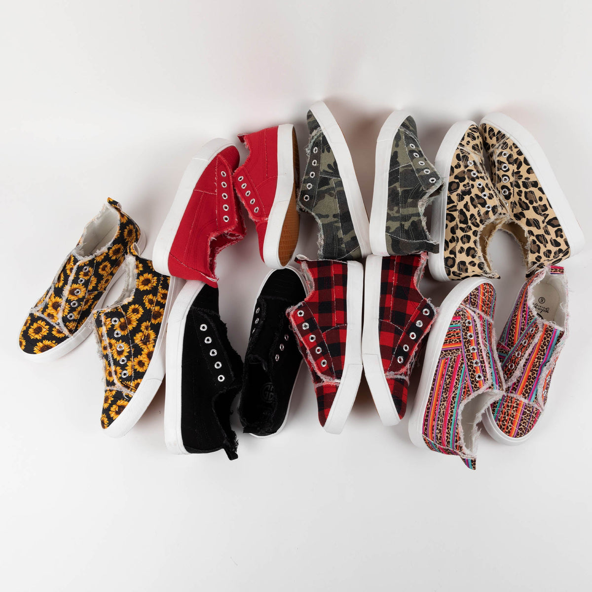 Assorted slip-on canvas sneakers with mixed prints