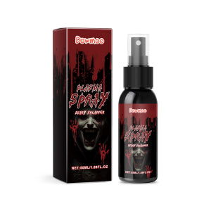 Halloween plasma spray makeup bottle and box, dark red horror effect formula