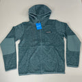 Men's heather teal fleece full-zip jacket with hood and zip front