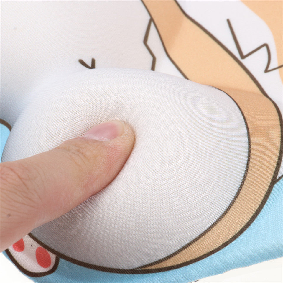 Corgi wrist rest mouse pad close-up showing soft, padded cushion surface