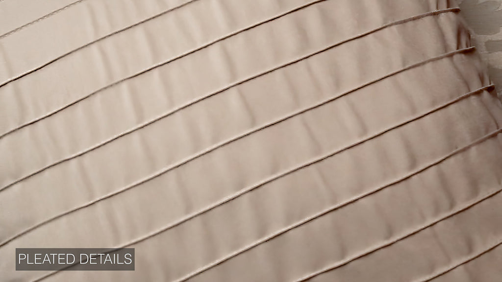 Ivory comforter pleated stripe trim with thin piping detail