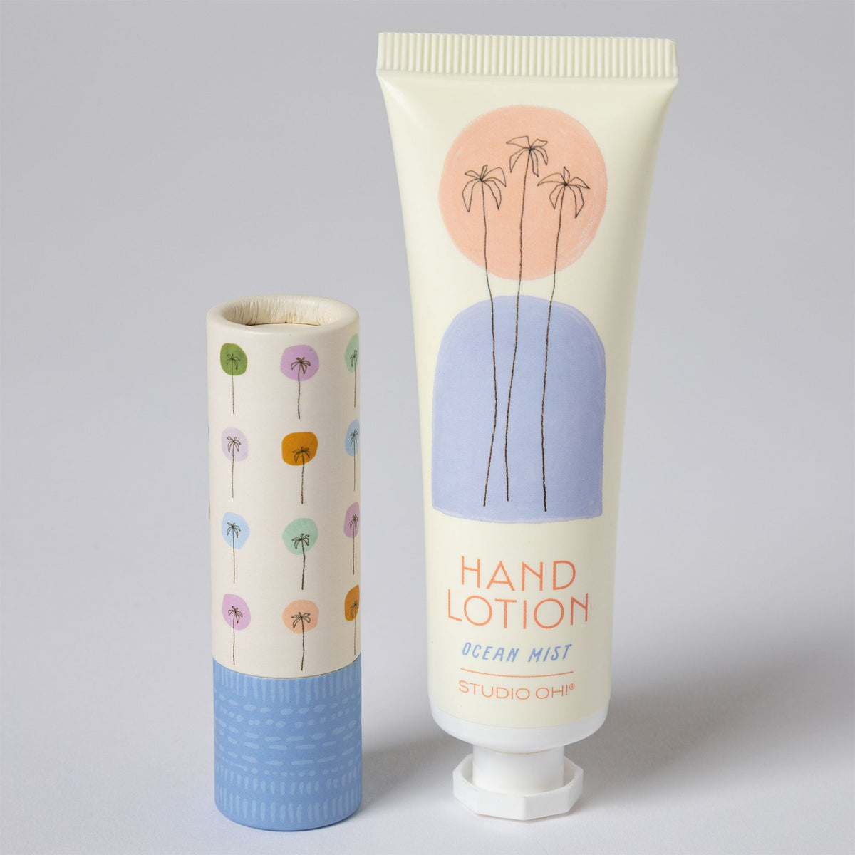 Hand lotion tube with palm tree graphic, Ocean Mist scent