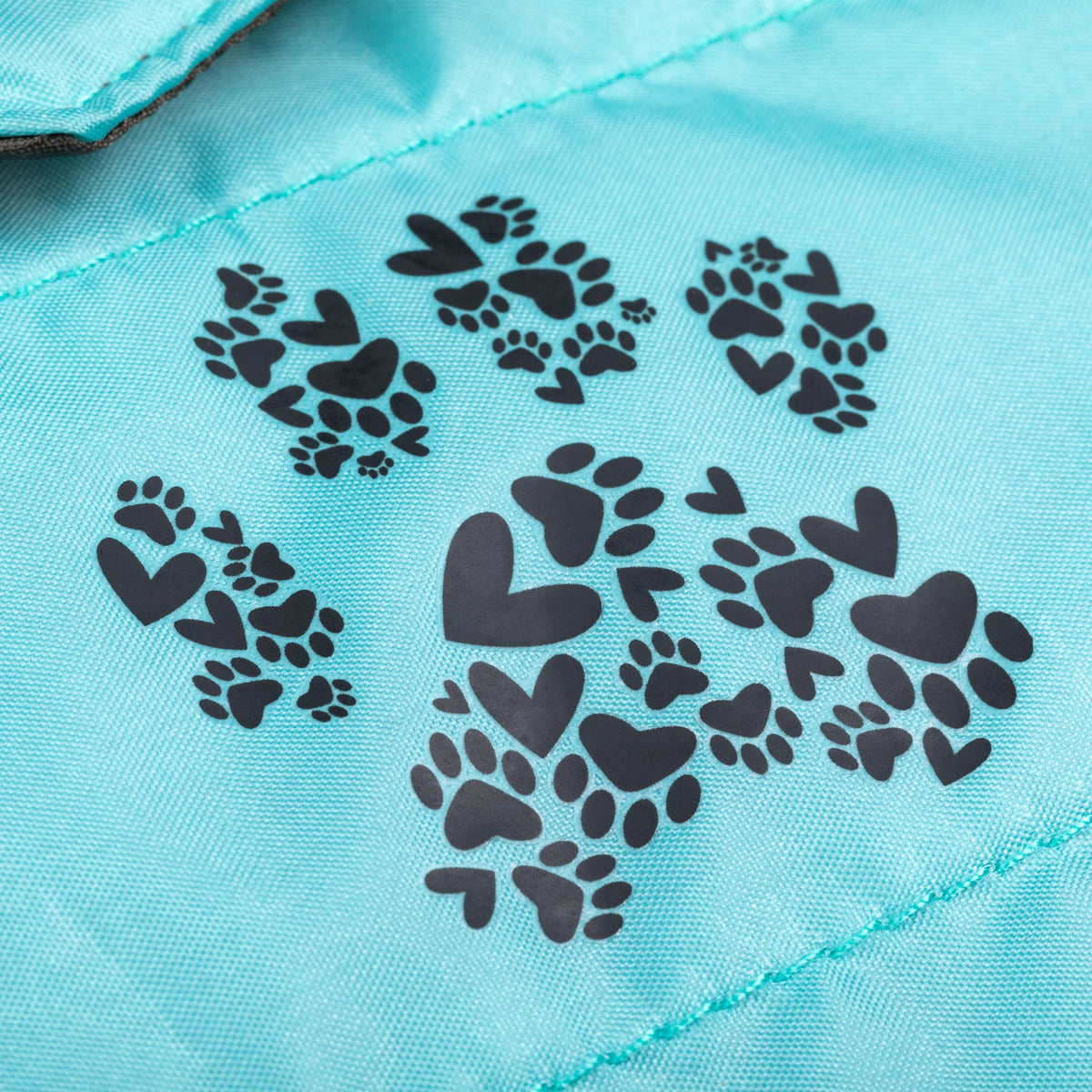 Blue puffer tablet case with large paw print heart pattern