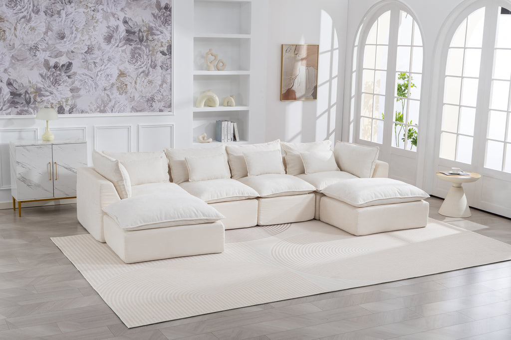 Cloud Couch oversized modular sectional sofa in antique white with multiple seat sections