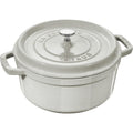 Staub® enameled cast iron Dutch oven with lid, round white, side handles