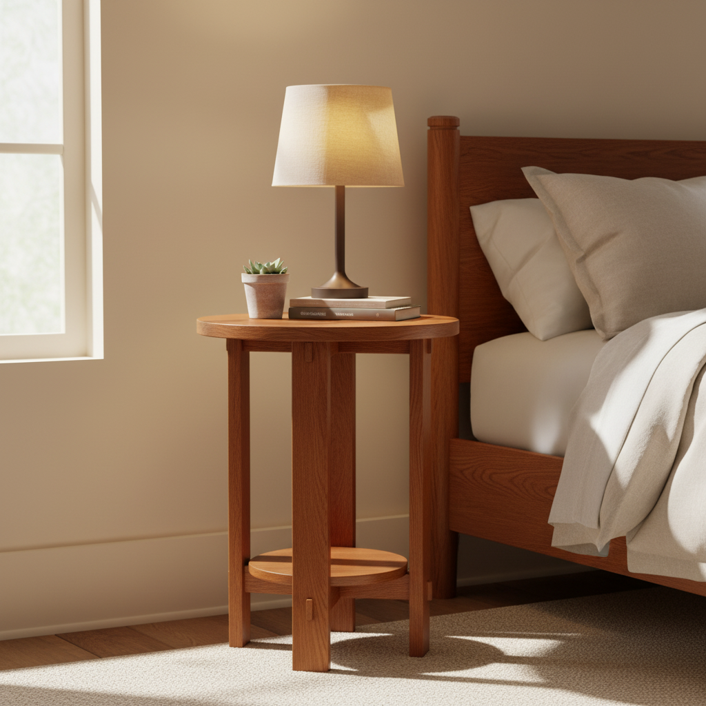 Mission Quarter Sawn White Oak Round End Table