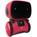 Red kids robot toy with black face screen, blue eyes, mic and REC icon