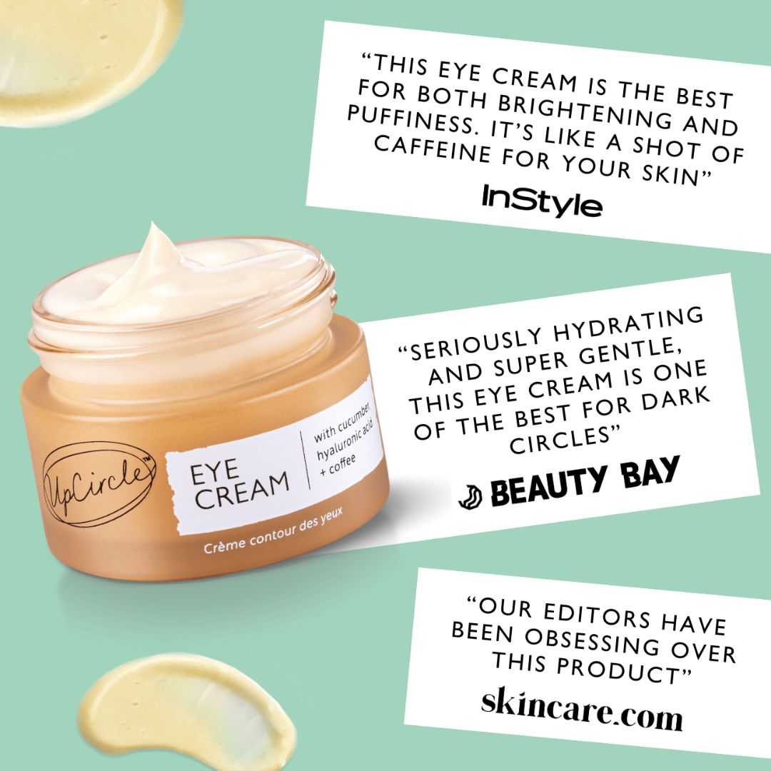 Eye cream jar with beige cream, skincare duo component in a cream-colored container