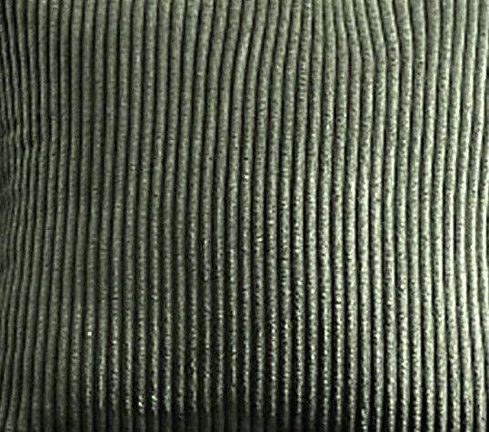 L-shaped sectional sofa with chaise fabric detail, dark green corded texture close-up