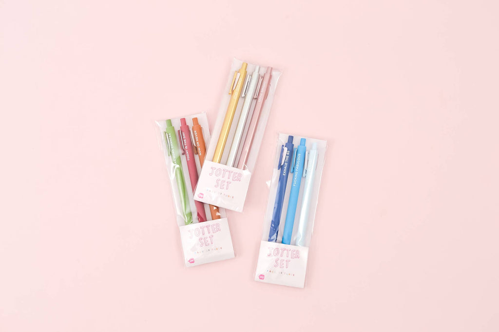Jotter 3-pack gel pens, four mini boxes with colorful pens visible