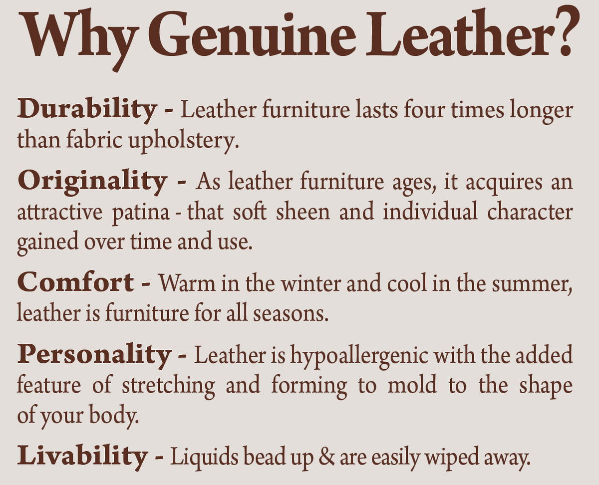 Prato Ottoman leather benefits text poster