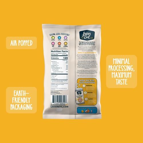 Organic Himalayan gold popcorn bag back panel with nutrition facts