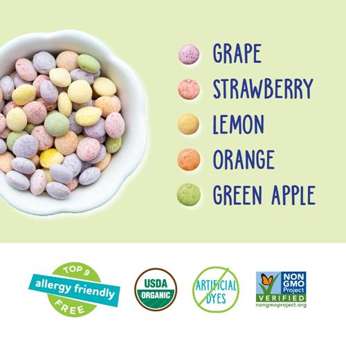 Yumearth Organic Sour Giggles chewy candy assortment in a white bowl