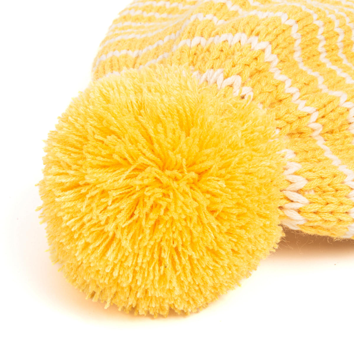 Yellow knit beanie top pom-pom