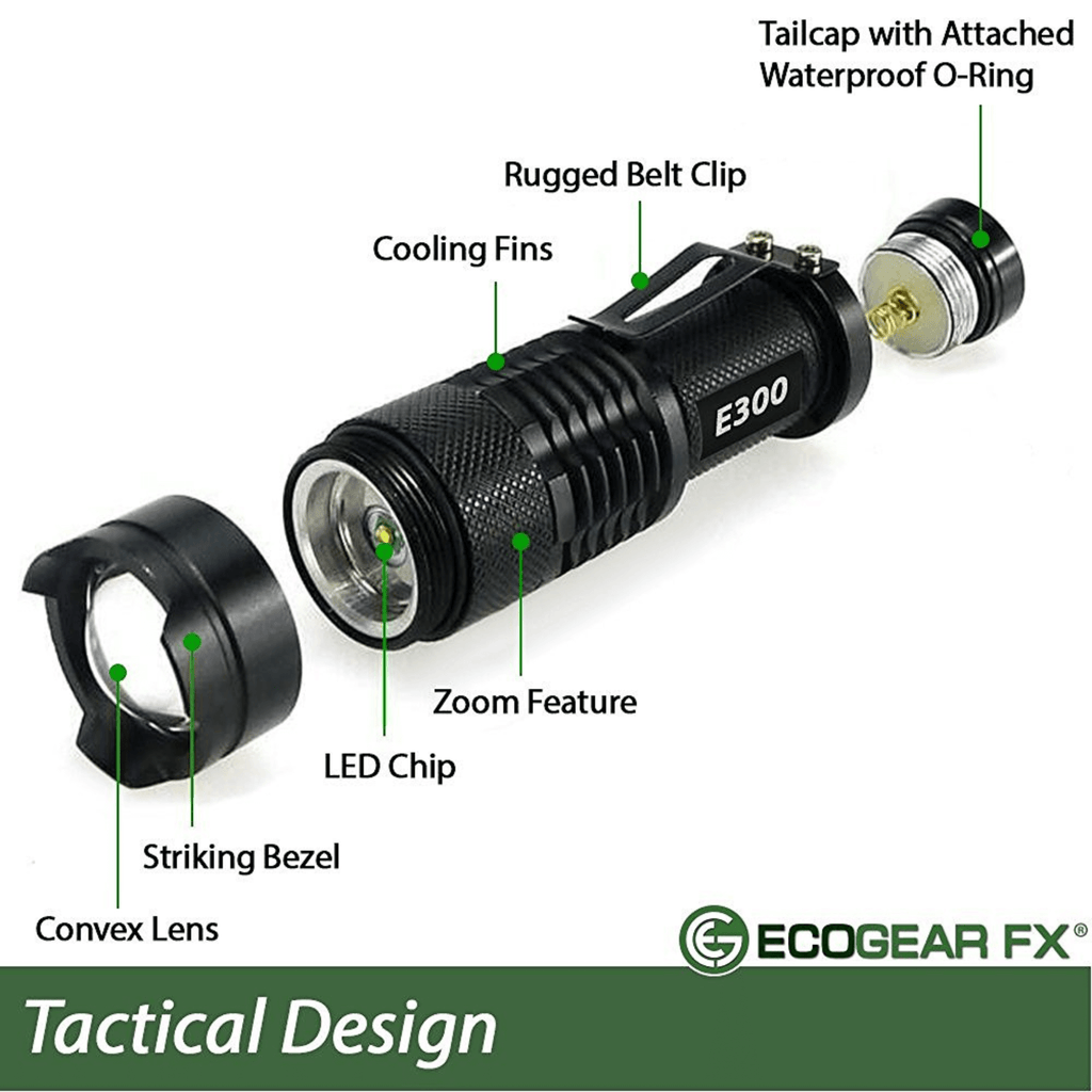 EcoGear FX E300 EDC Tactical Flashlight 3-Pack