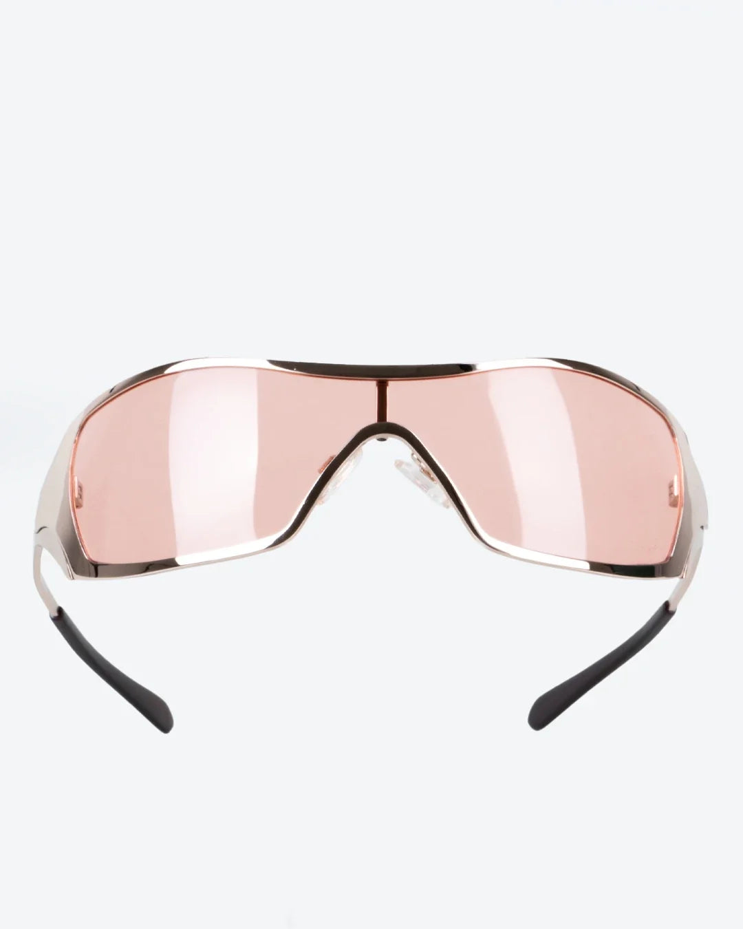Polarized sunglasses with pink mirrored lenses and black frame