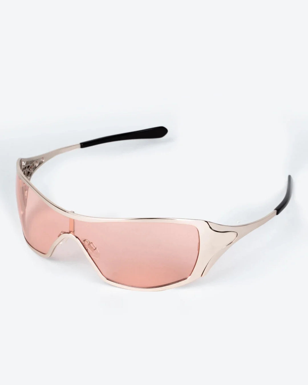 Polarized sunglasses with rose tinted lenses and light sand frame