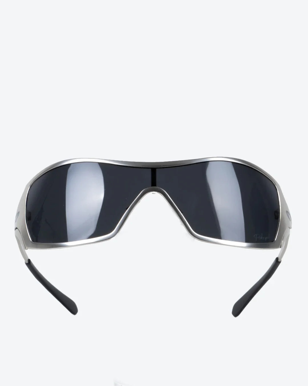 Polarized sunglasses with dark mirrored lenses and black frame