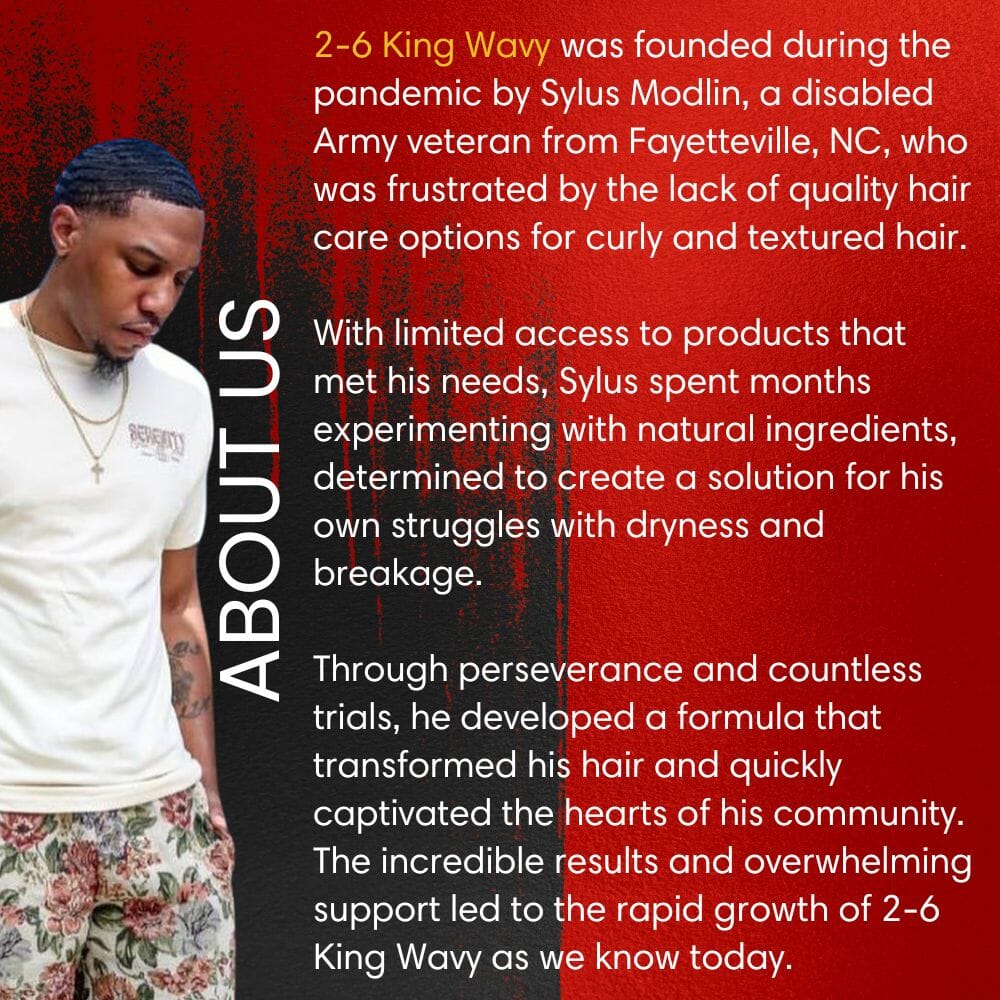 Shampoo brand story page with person portrait and text layout