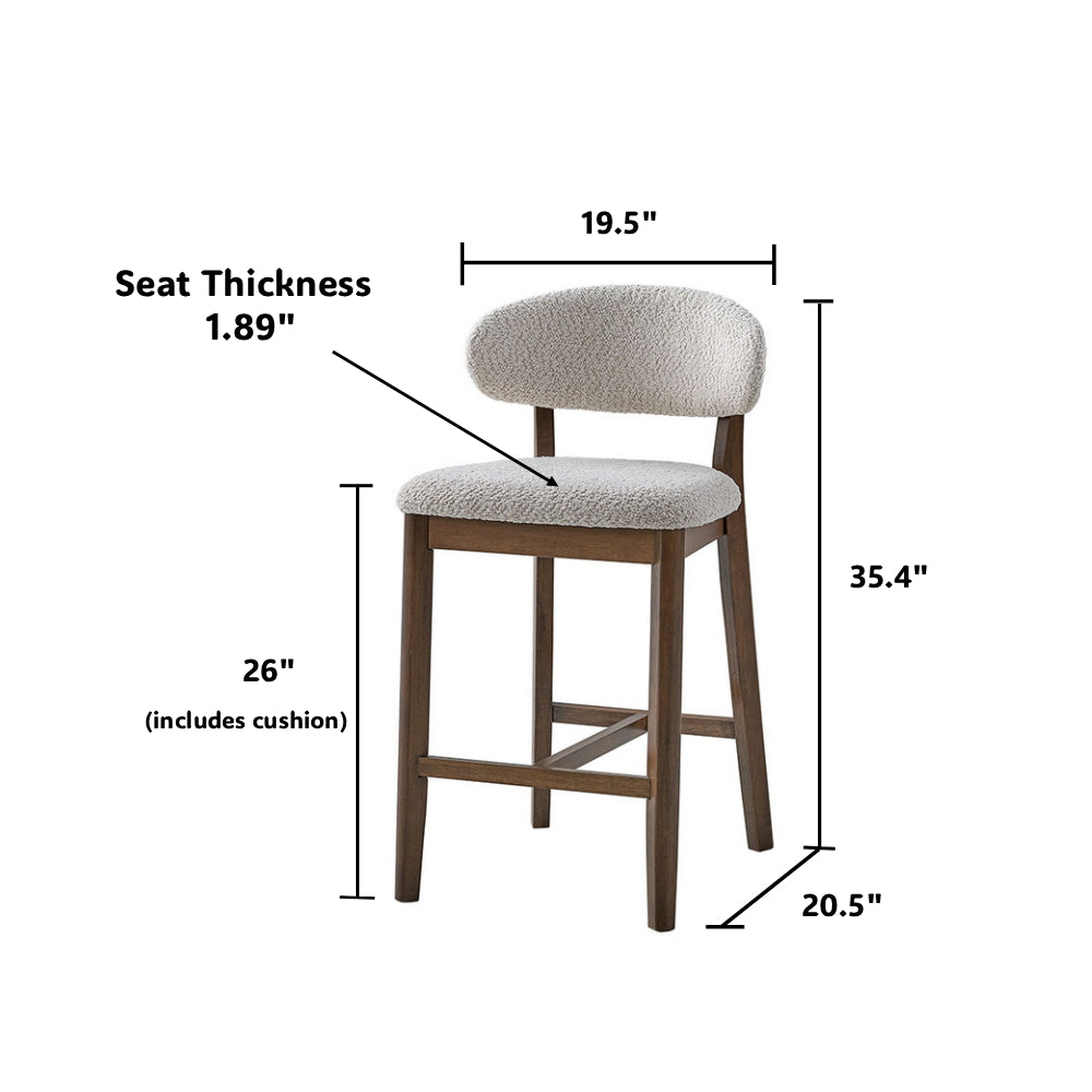 Bar stool dimensions diagram with seat thickness and overall height measurements
