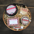 Medium Scentastic gift set basket with Hot Pink Mess body butter, lotion bar, soap