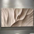 Beige abstract wave wall art on horizontal canvas print with raised fold texture